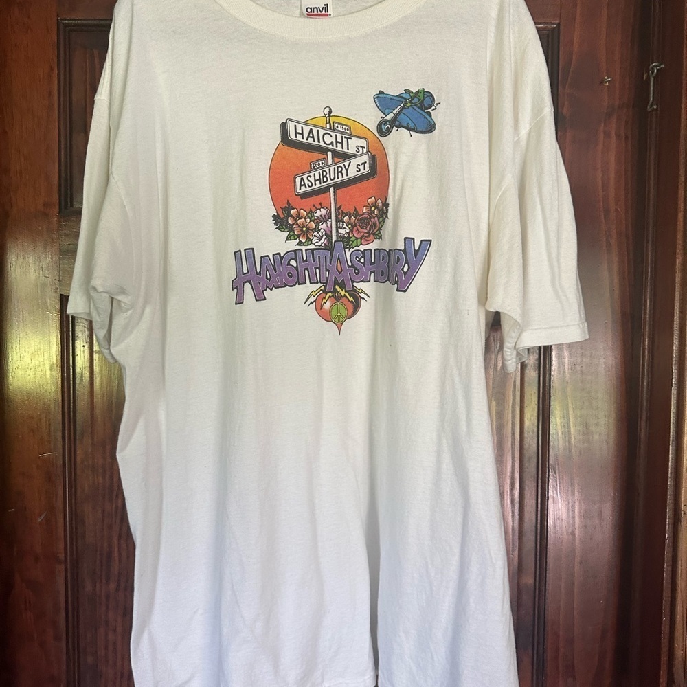 Anvil White Haight Ashbury Graphic Tee